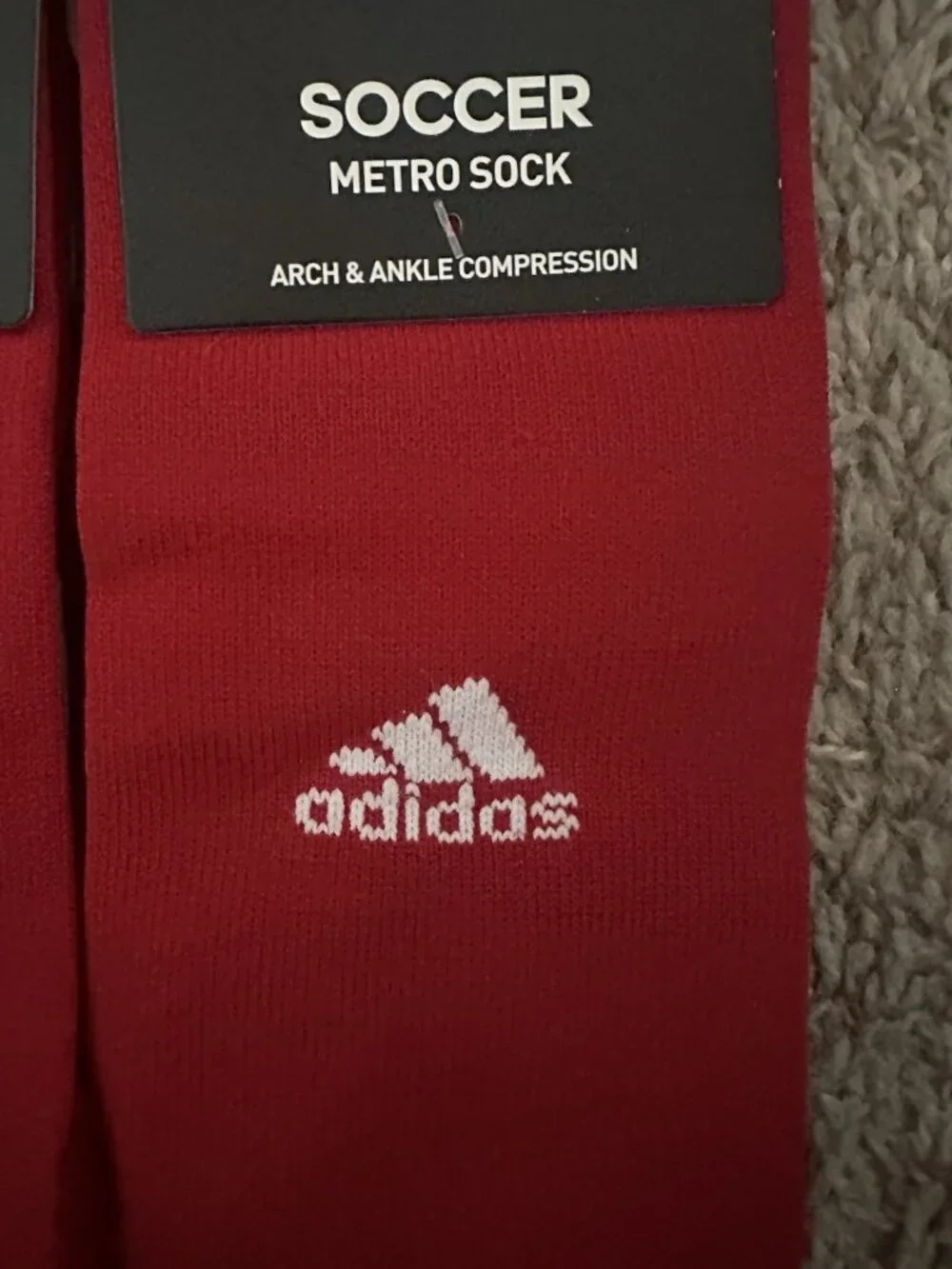 LOT OF 2 ADIDAS SOCCER METRO SOCK ARCH & ANKLE COMPRESSION Sz L 9-13 RED SOCKS